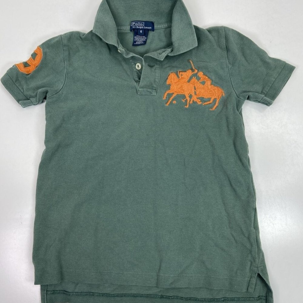 Ralph Lauren Boys Polo Shirt Green Size 6 Large